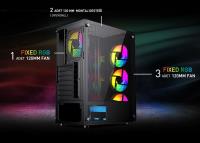 GAMEBOOSTER GB-PW908B 500W USB 3.0, ATX Mesh, Fixed 4xRGB Fan, Siyah Kasa - 2